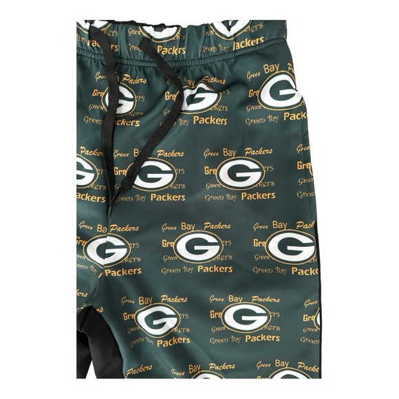 Green Bay Packers Sweatpants Fun Design Print Front Black Back - Picture 3 of 8